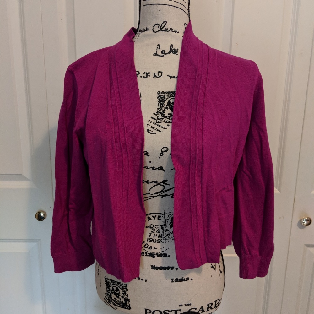 BRIGHT Fuchsia Purple Shrug Bolero Cardigan